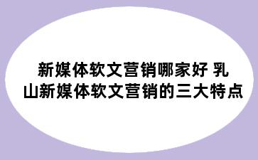 新媒体软文营销哪家好 乳山新媒体软文营销的三大特点